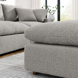 Commix Light Gray Down Filled Overstuffed Boucle Fabric Ottoman - Ornate Home