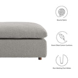 Commix Light Gray Down Filled Overstuffed Boucle Fabric Ottoman - Ornate Home