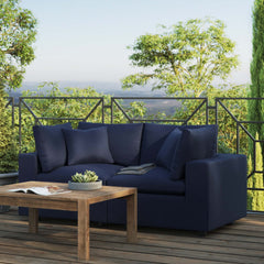 Commix Navy Overstuffed Outdoor Patio Loveseat - Ornate Home