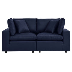 Commix Navy Overstuffed Outdoor Patio Loveseat - Ornate Home