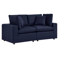 Commix Navy Overstuffed Outdoor Patio Loveseat - Ornate Home