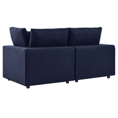 Commix Navy Overstuffed Outdoor Patio Loveseat - Ornate Home