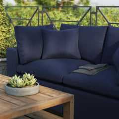 Commix Navy Overstuffed Outdoor Patio Loveseat - Ornate Home