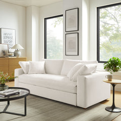 Commix Pure White Down Filled Overstuffed Sleeper Sofa - Ornate Home