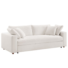 Commix Pure White Down Filled Overstuffed Sleeper Sofa - Ornate Home