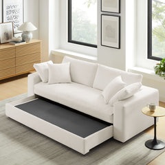 Commix Pure White Down Filled Overstuffed Sleeper Sofa - Ornate Home