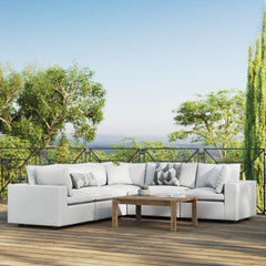 Commix White 5-Piece Outdoor Patio Sectional Sofa - 108x108" - Ornate Home
