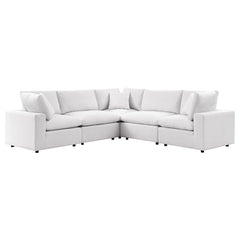Commix White 5-Piece Outdoor Patio Sectional Sofa - 108x108" - Ornate Home
