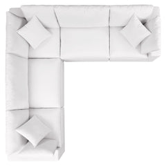 Commix White 5-Piece Outdoor Patio Sectional Sofa - 108x108" - Ornate Home
