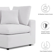 Commix White 5-Piece Outdoor Patio Sectional Sofa - 108x108" - Ornate Home