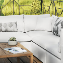 Commix White 5-Piece Outdoor Patio Sectional Sofa - 108x108" - Ornate Home