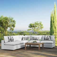 Commix White 5-Piece Outdoor Patio Sectional Sofa - 108x108x24" - Ornate Home