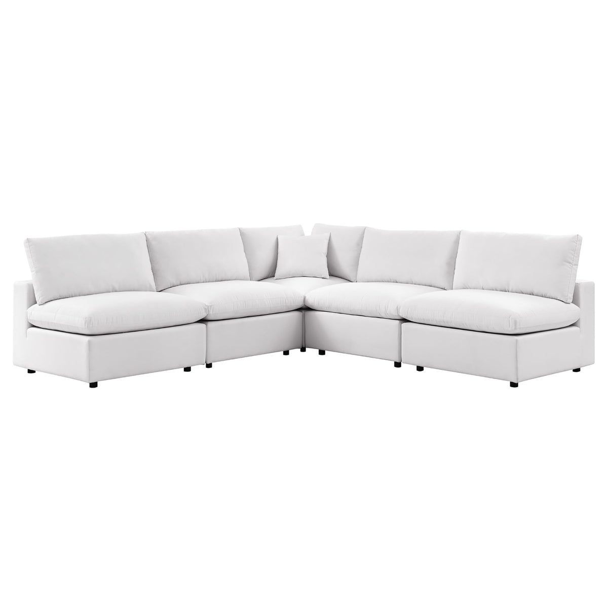 Commix White 5-Piece Outdoor Patio Sectional Sofa - 108x108x24" - Ornate Home