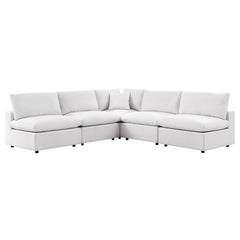 Commix White 5-Piece Outdoor Patio Sectional Sofa - 108x108x24" - Ornate Home