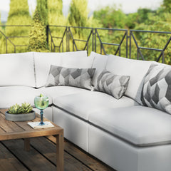Commix White 5-Piece Outdoor Patio Sectional Sofa - 108x108x24" - Ornate Home