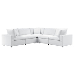 Commix White 5-Piece Sunbrella Outdoor Patio Sectional Sofa - 108x108" - Ornate Home