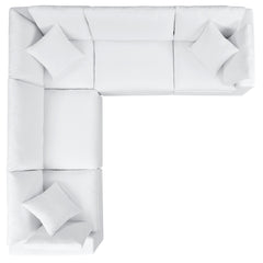 Commix White 5-Piece Sunbrella Outdoor Patio Sectional Sofa - 108x108" - Ornate Home