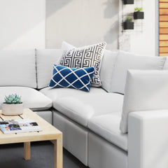 Commix White 5-Piece Sunbrella Outdoor Patio Sectional Sofa - 108x108" - Ornate Home