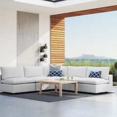 Commix White 5-Piece Sunbrella Outdoor Patio Sectional Sofa - 108x108x24" - Ornate Home