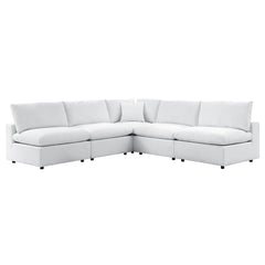 Commix White 5-Piece Sunbrella Outdoor Patio Sectional Sofa - 108x108x24" - Ornate Home