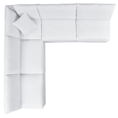 Commix White 5-Piece Sunbrella Outdoor Patio Sectional Sofa - 108x108x24" - Ornate Home