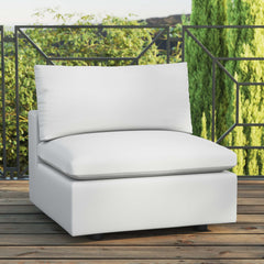 Commix White Overstuffed Outdoor Patio Armless Chair - Ornate Home