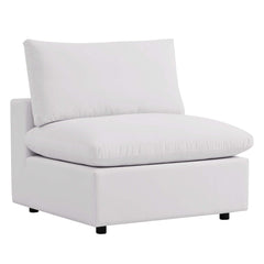 Commix White Overstuffed Outdoor Patio Armless Chair - Ornate Home