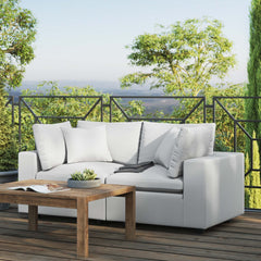 Commix White Overstuffed Outdoor Patio Loveseat - Ornate Home