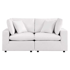 Commix White Overstuffed Outdoor Patio Loveseat - Ornate Home