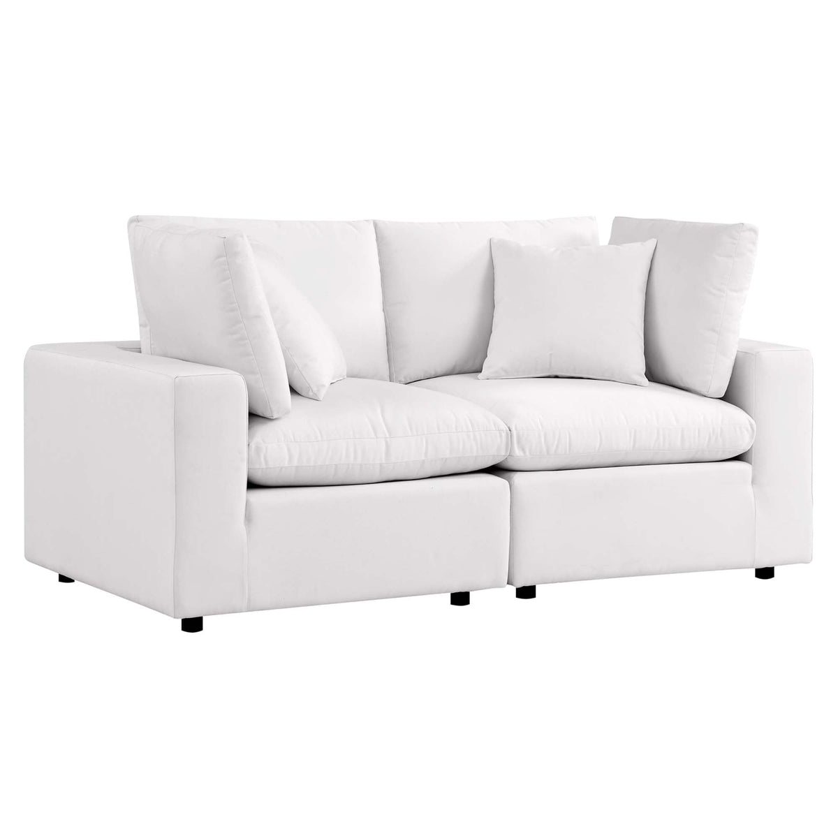 Commix White Overstuffed Outdoor Patio Loveseat - Ornate Home
