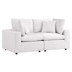 Commix White Overstuffed Outdoor Patio Loveseat - Ornate Home