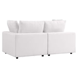 Commix White Overstuffed Outdoor Patio Loveseat - Ornate Home