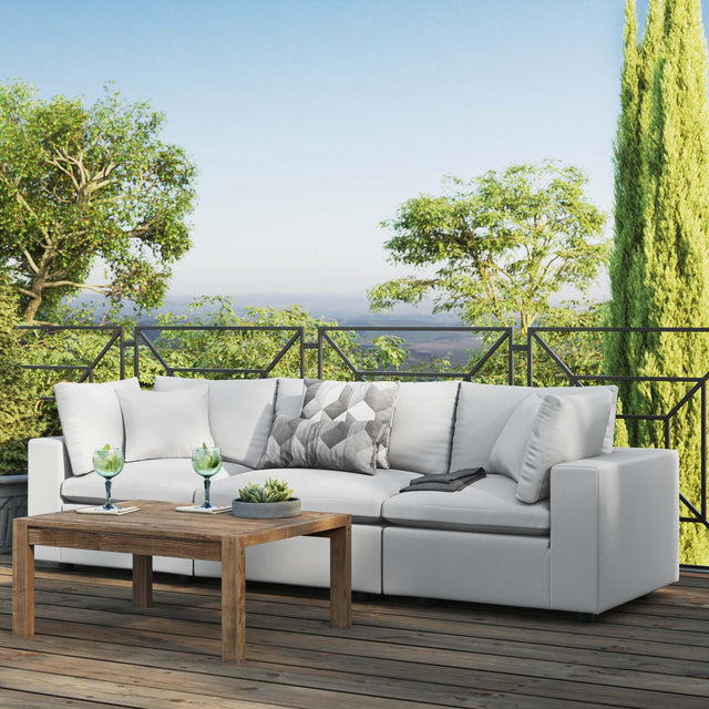 Commix White Overstuffed Outdoor Patio Sofa - Ornate Home