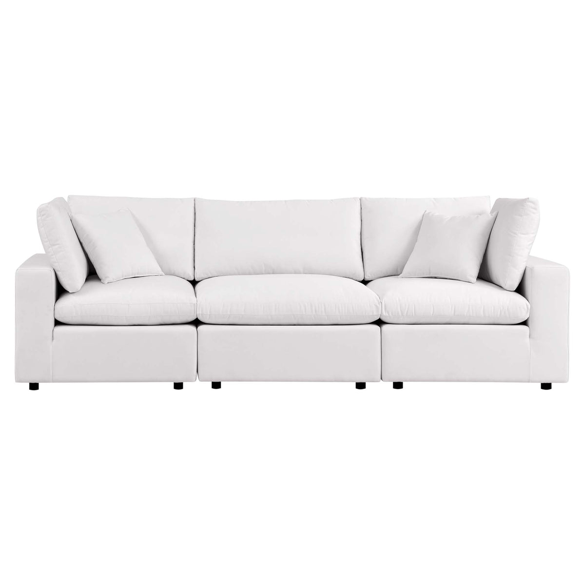 Commix White Overstuffed Outdoor Patio Sofa - Ornate Home