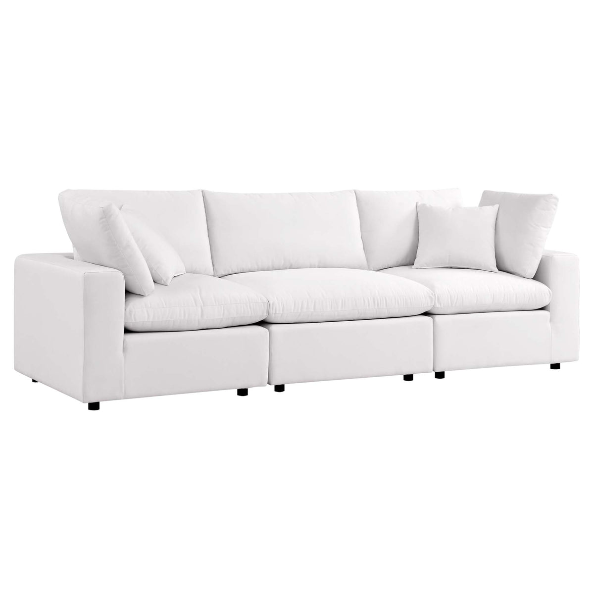 Commix White Overstuffed Outdoor Patio Sofa - Ornate Home