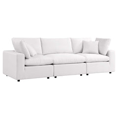 Commix White Overstuffed Outdoor Patio Sofa - Ornate Home