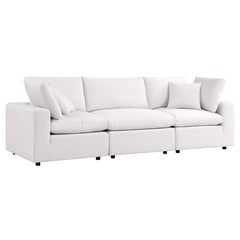 Commix White Overstuffed Outdoor Patio Sofa - Ornate Home