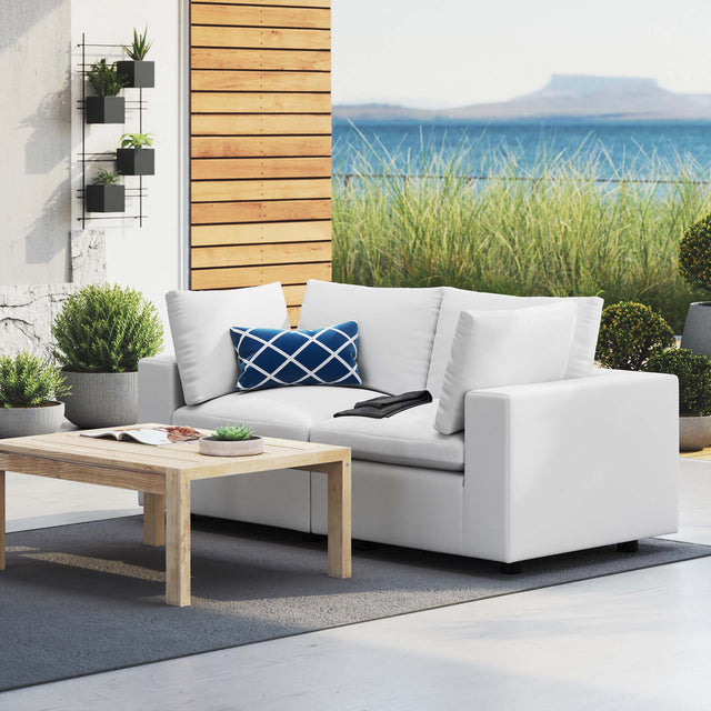 Commix White Sunbrella Outdoor Patio Loveseat - Ornate Home