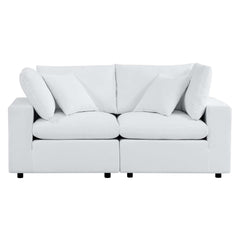 Commix White Sunbrella Outdoor Patio Loveseat - Ornate Home