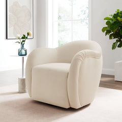 Compose Alabaster Performance Velvet Swivel Armchair - Ornate Home