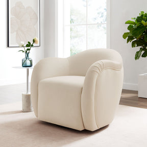 Compose Alabaster Performance Velvet Swivel Armchair - Ornate Home