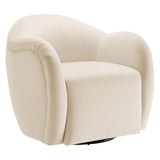 Compose Alabaster Performance Velvet Swivel Armchair - Ornate Home