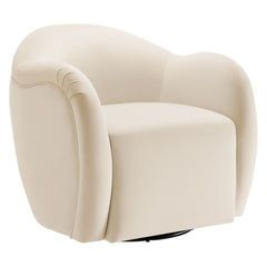 Compose Alabaster Performance Velvet Swivel Armchair - Ornate Home