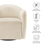 Compose Alabaster Performance Velvet Swivel Armchair - Ornate Home