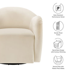 Compose Alabaster Performance Velvet Swivel Armchair - Ornate Home
