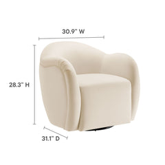 Compose Alabaster Performance Velvet Swivel Armchair - Ornate Home
