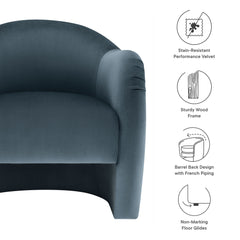 Compose Cadet Blue Performance Velvet Accent Chair - Ornate Home