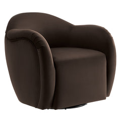 Compose Chocolate Brown Performance Velvet Swivel Armchair - Ornate Home