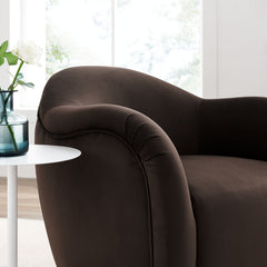 Compose Chocolate Brown Performance Velvet Swivel Armchair - Ornate Home