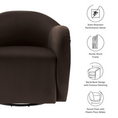Compose Chocolate Brown Performance Velvet Swivel Armchair - Ornate Home
